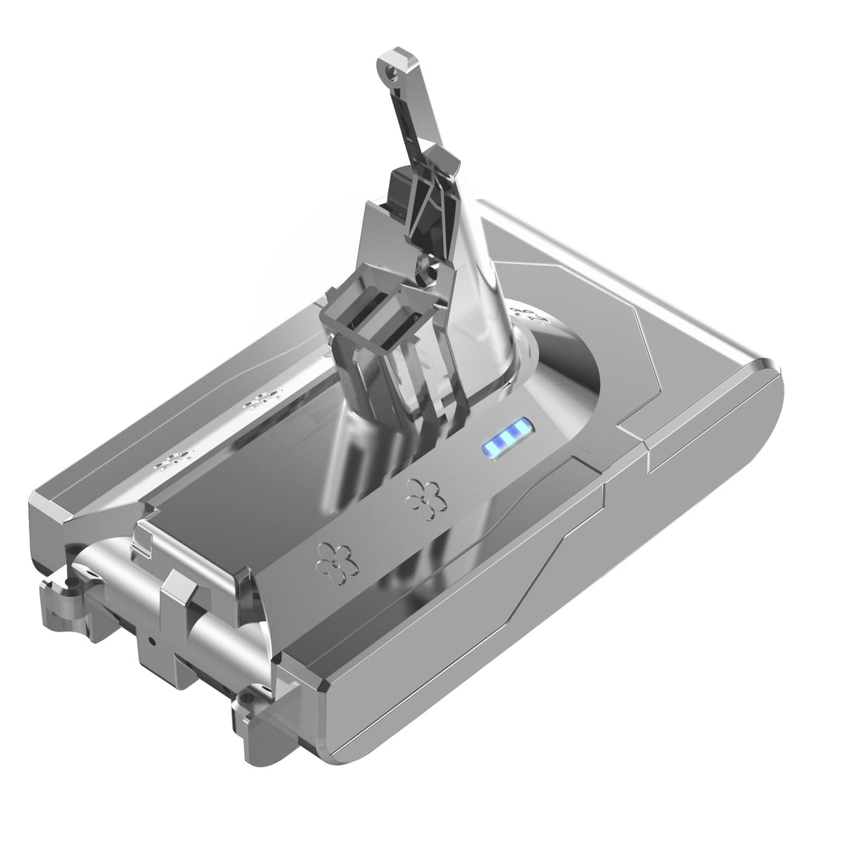 BOTKK Dyson V8 battery front view highlighting compact 2800mAh capacity for longer cleanings.