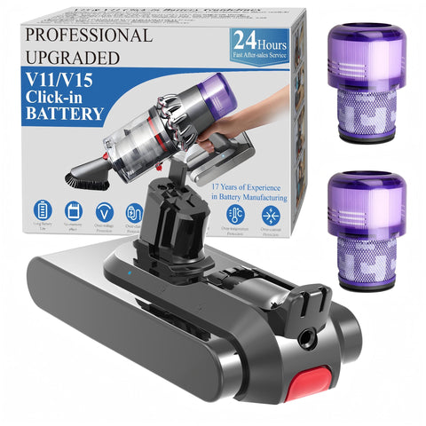 BOTKK upgraded 10000mAh V11 battery for Dyson click-in: extended runtime.