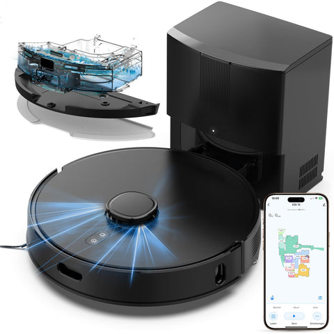 Botluxe E10+ with self-emptying dock enabling hands-free maintenance