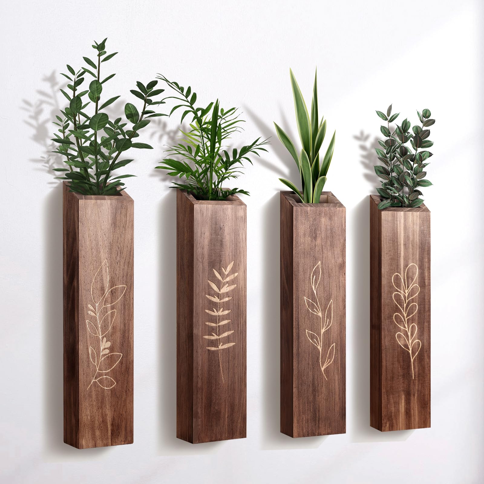 BOTOP wooden wall planter pack on living room wall for rustic farmhouse charm