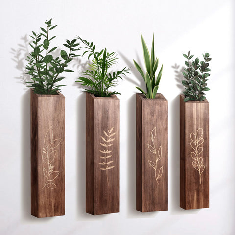 BOTOP wooden wall planter pack on living room wall for rustic farmhouse charm