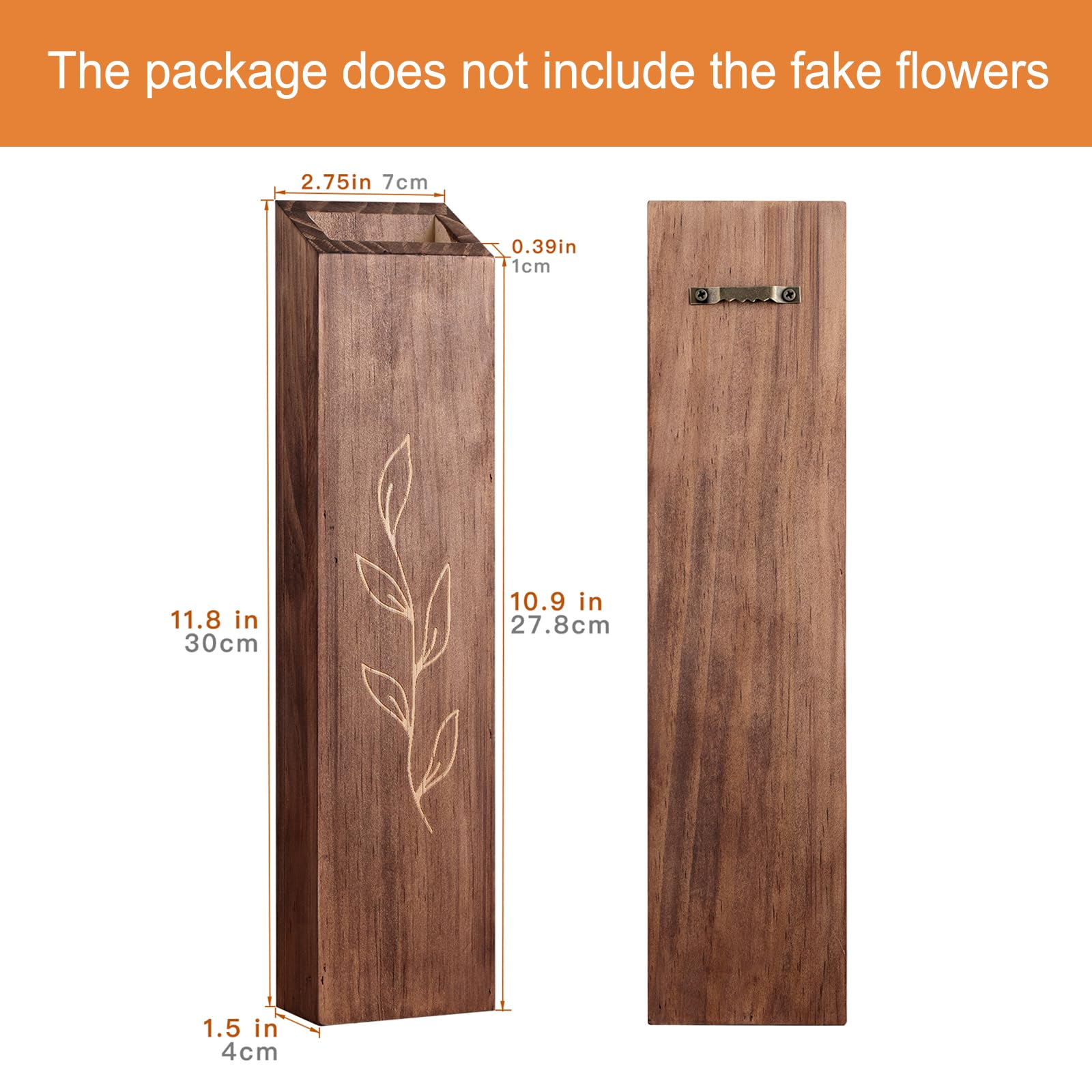 BOTOP wood wall planter pocket vase close-up showing water-free display for artificial greenery