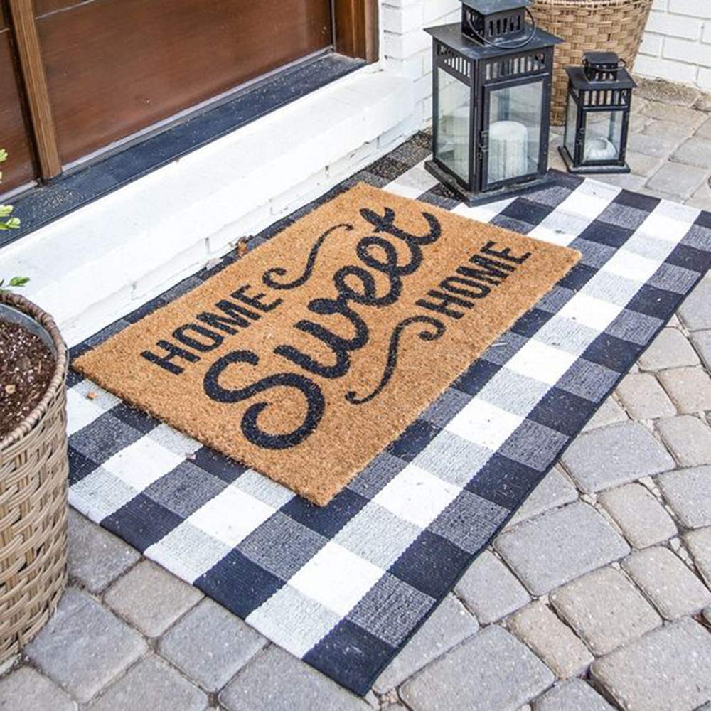 Bottalive Buffalo Plaid Rug entryway decor highlighting classic farmhouse style