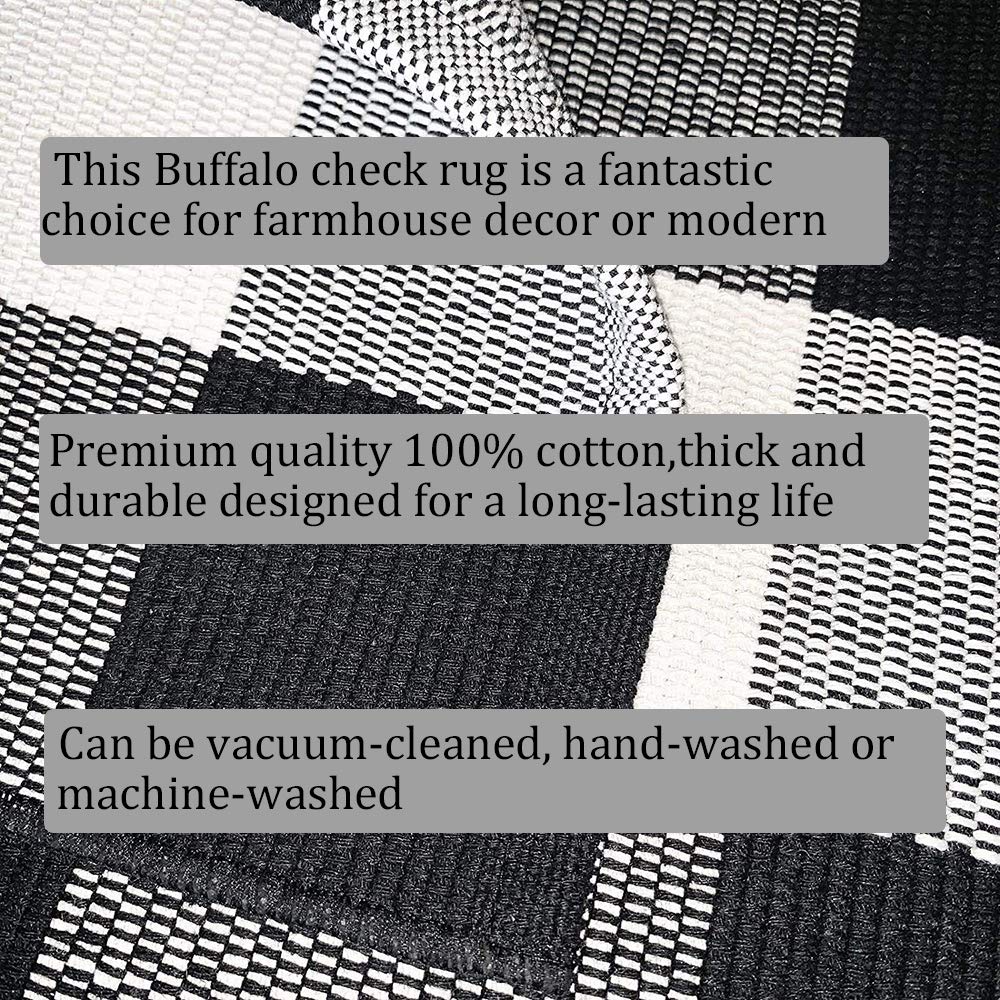 Bottalive Buffalo Plaid Rug washable fiber blend for easy cleaning and care