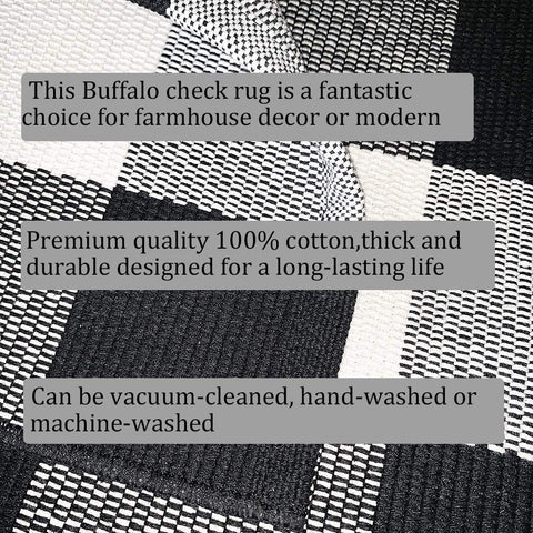 Bottalive Buffalo Plaid Rug washable fiber blend for easy cleaning and care
