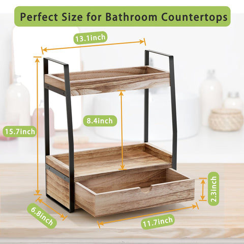 Boulphia countertop storage shows spacious shelves for daily bathroom items.