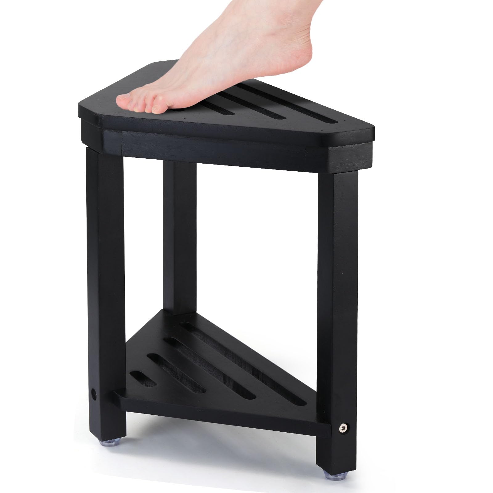 Boulphia Shower Foot Rest full view highlights compact, stable pedestal for shaving in tight spaces