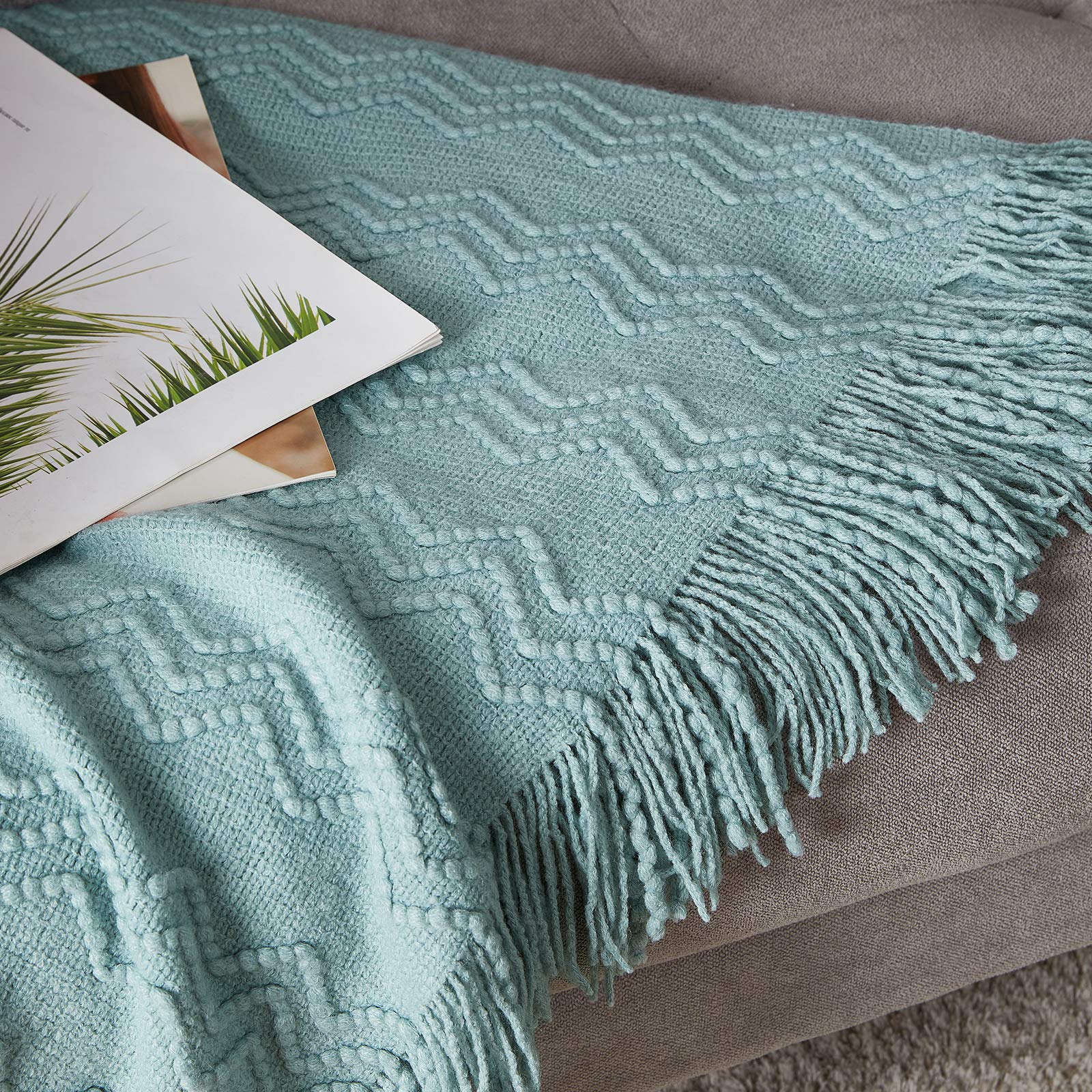 BOURINA Aqua Throw Blanket soft touch enhances couch comfort