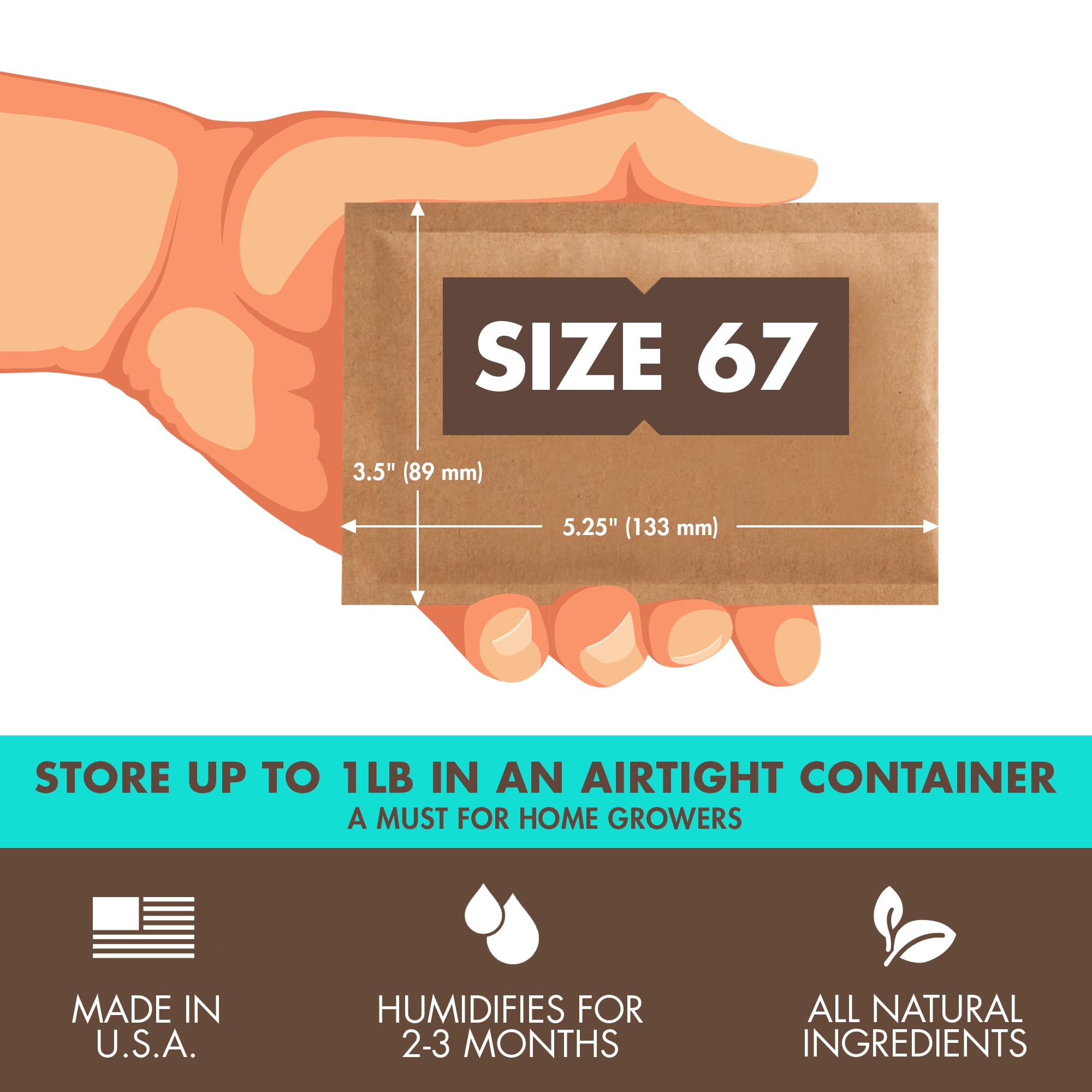Close-up label on a Boveda 62% humidity pack for clarity and trust.