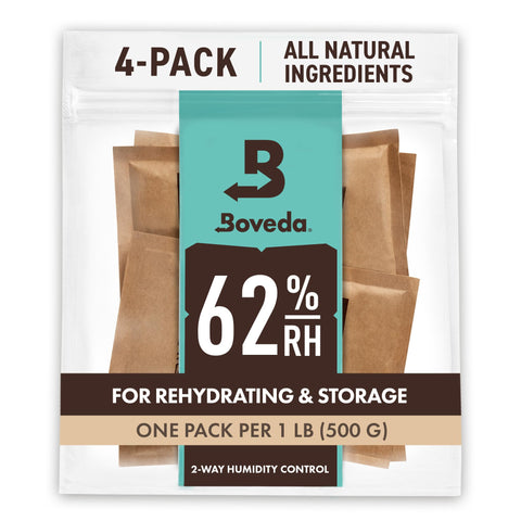 Boveda 62% pack inside a storage container preserves freshness for 1 lb items.