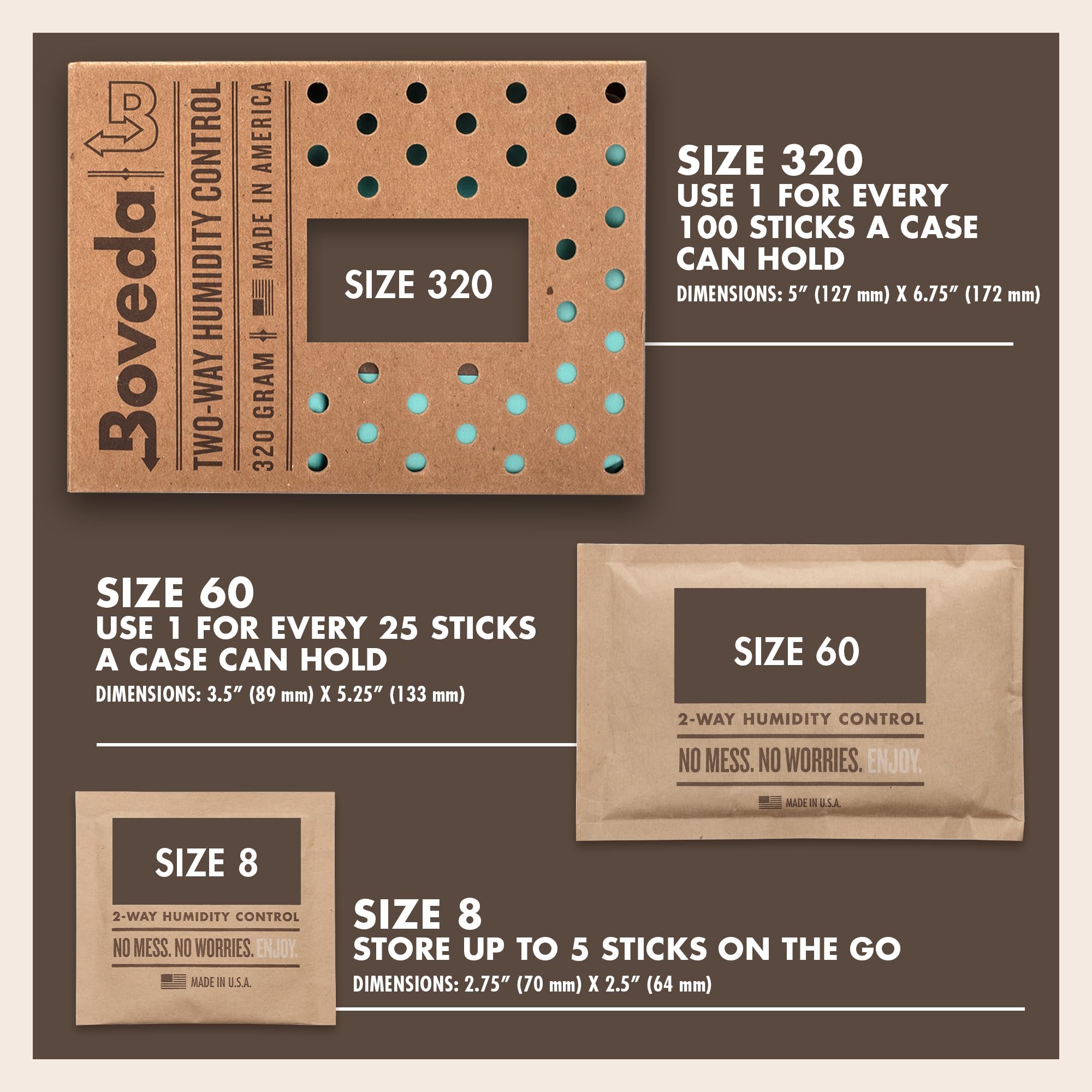 Box setup with Boveda 72% pack for wood item preservation.