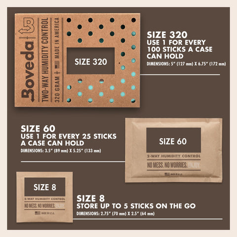 Box setup with Boveda 72% pack for wood item preservation.