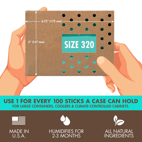 Boveda 72% pack inside sealed pouch maintains stable humidity.