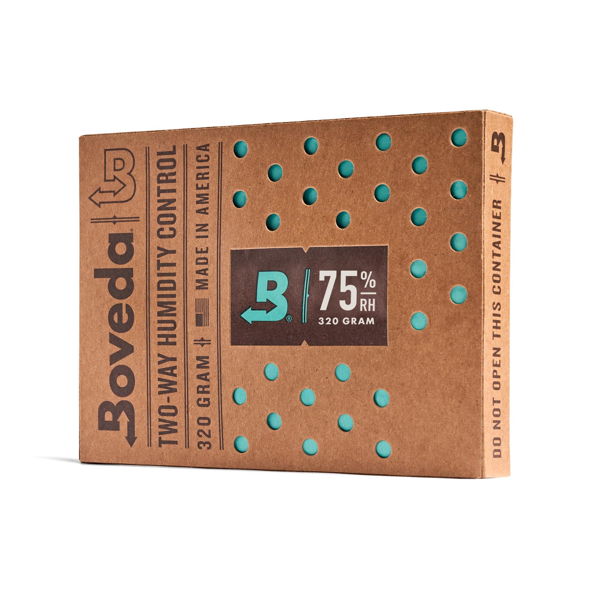 Boveda 75% pack inside a humidifier box maintains stable humidity for items.