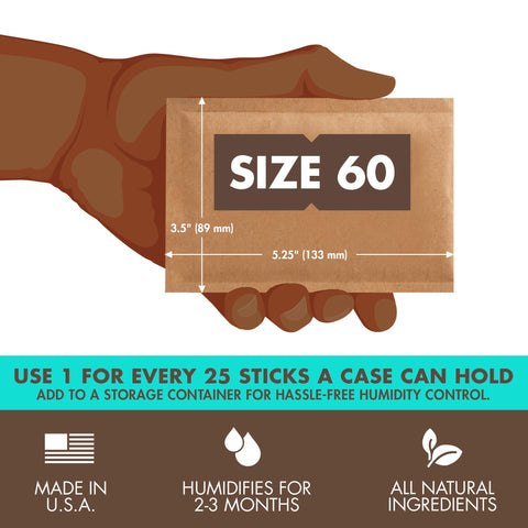 Boveda 72% pack releases moisture to revive dry items in a box.