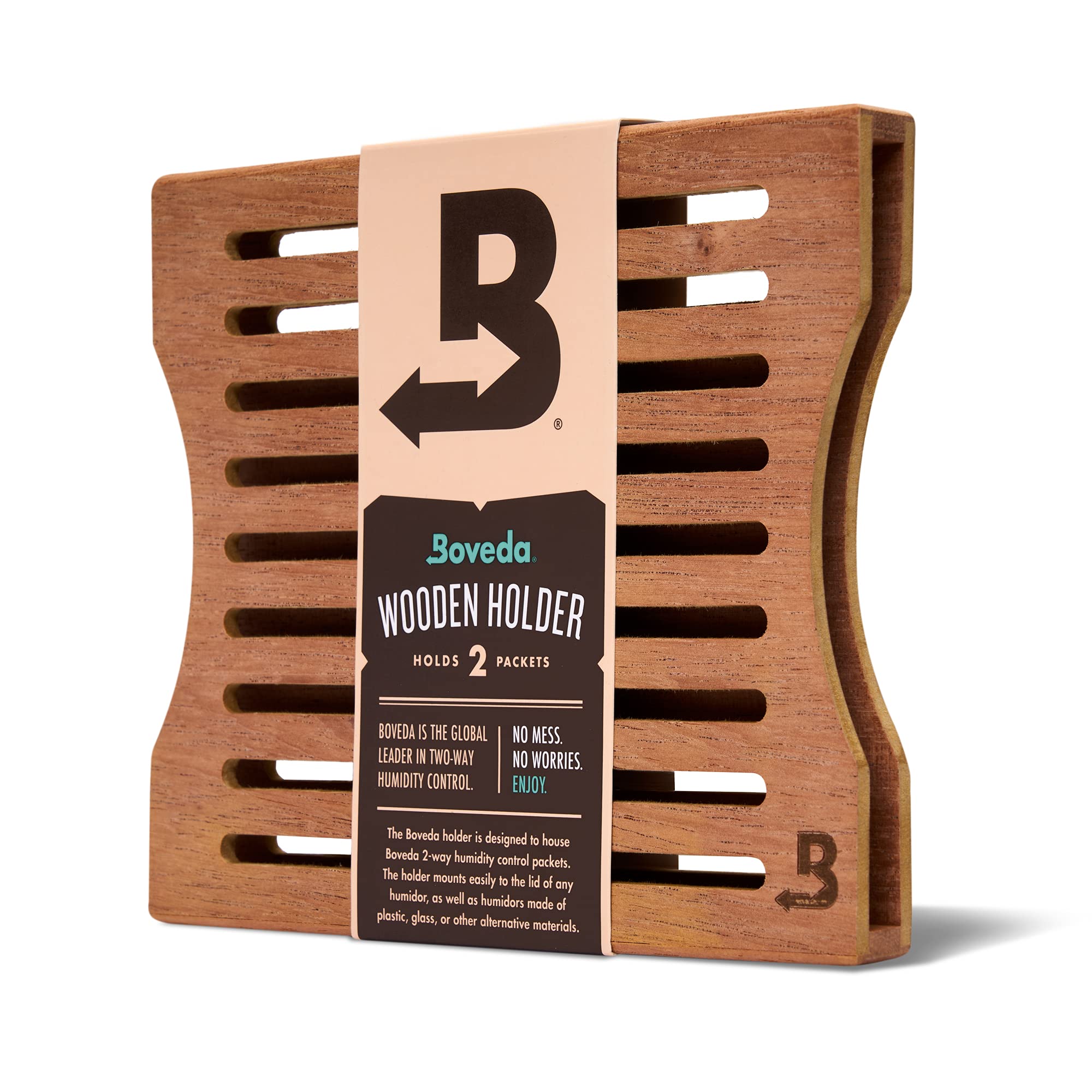 Boveda Cedar Wood Humidity Pack Holder secured inside storage box lid for consistent humidity.