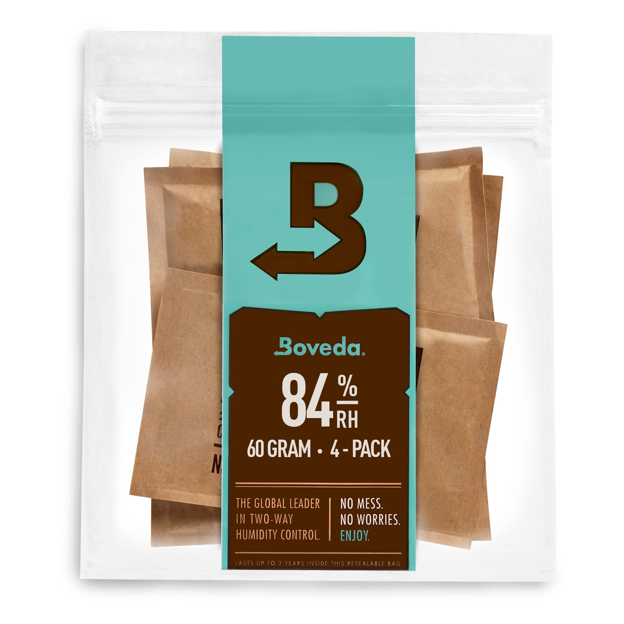 Boveda 84% RH seasoning pack inside a cedar wood box for even humidity