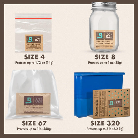 Size 67 pack sits neatly in an airtight storage container.