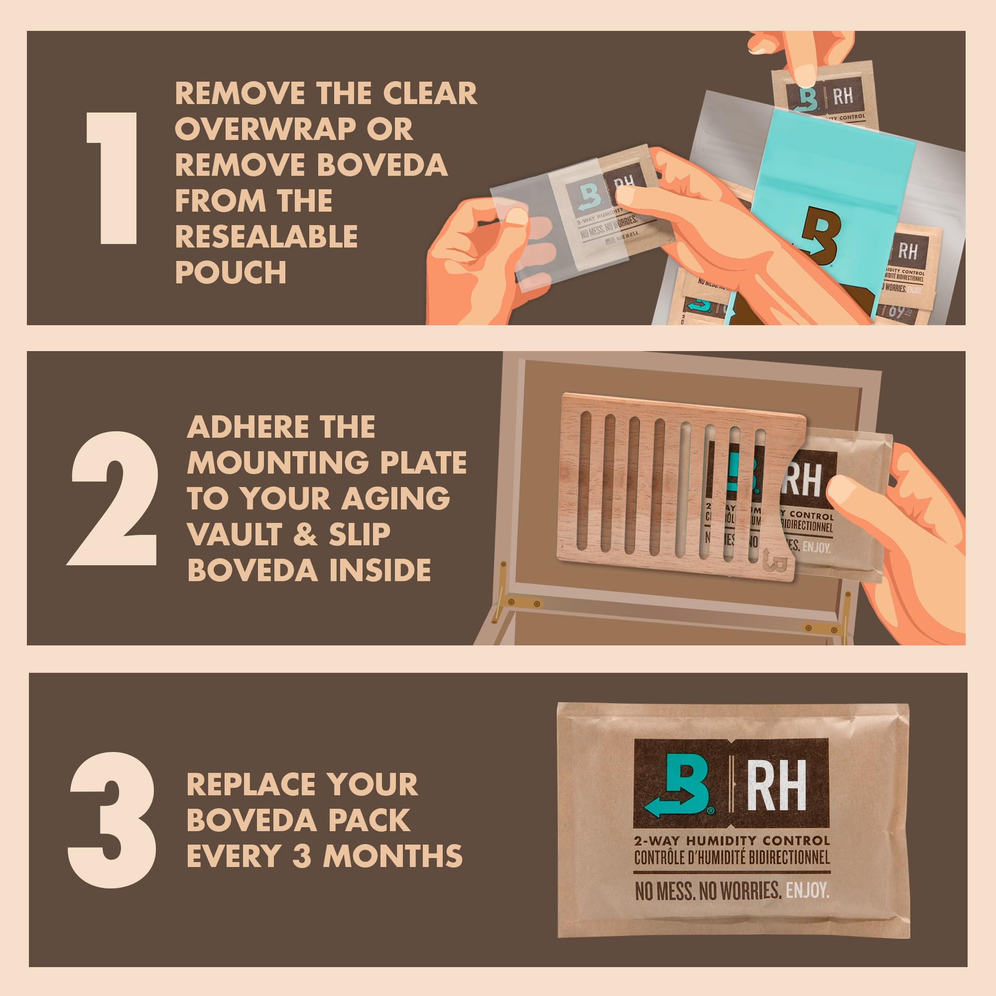 Boveda two-size-60 packs holder arranged side-by-side for compact storage.