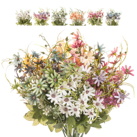 Bovvered artificial daisy wildflowers bundle with six stems for bright vase decor