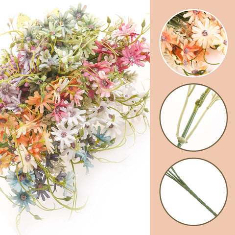 Bovvered silk daisies close-up head with 1.58 inch diameter for wedding bouquets