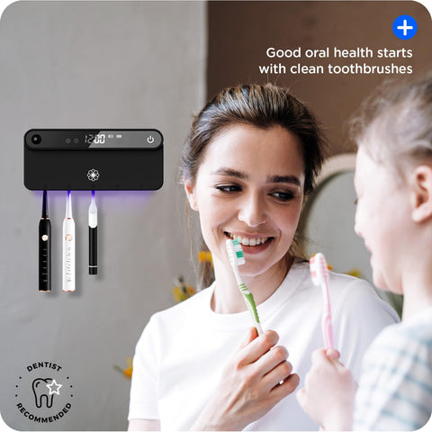 Bloom device display shows time and countdown for brushing sessions