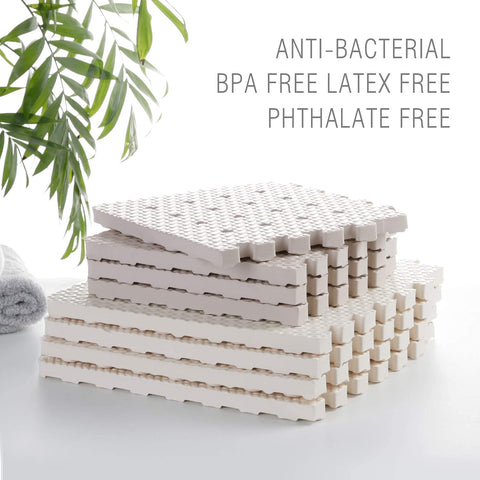 BOWERBIRD anti-fatigue mat bathroom scene shows a dry, comfortable shower floor.