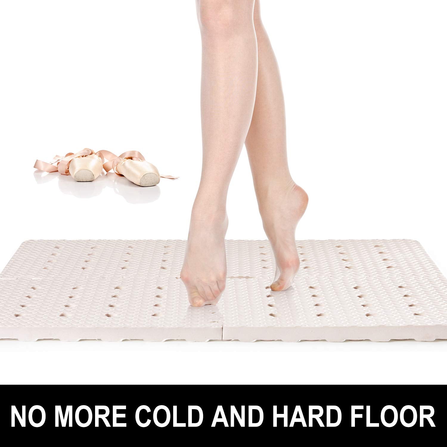 BOWERBIRD anti-fatigue mat drainage holes promote quick water runoff in showers.