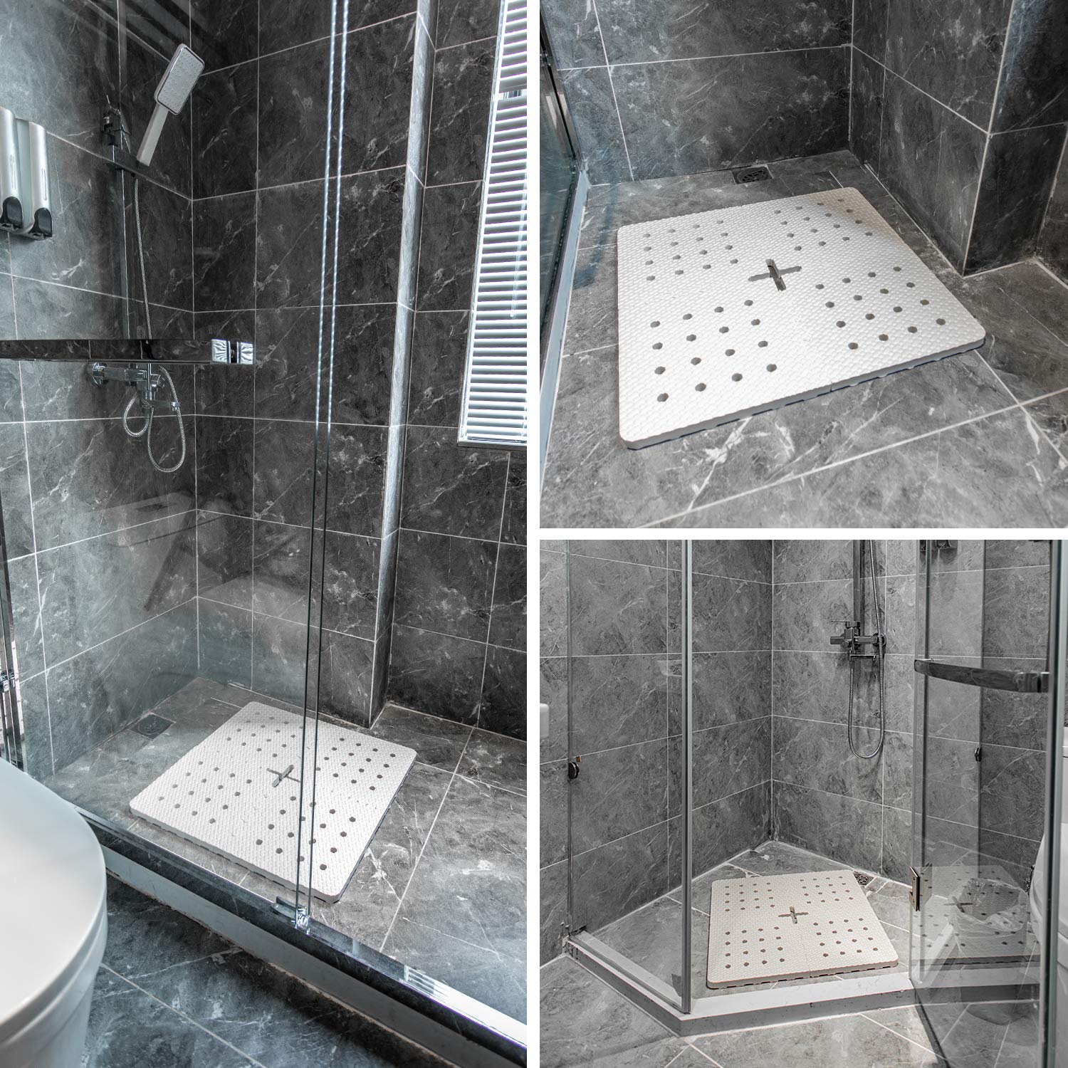 BOWERBIRD anti-fatigue mat soft foam surface provides comfortable standing during showers.