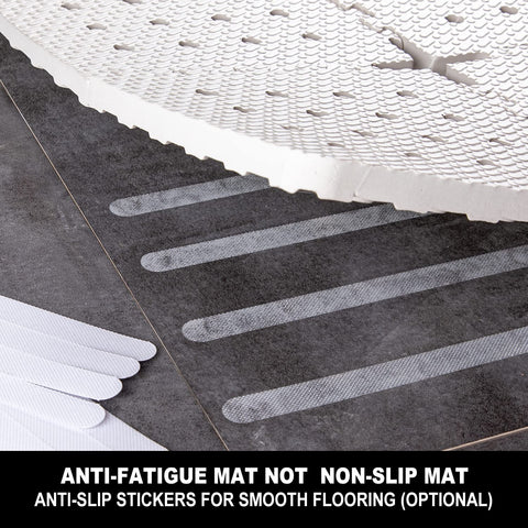 BOWERBIRD anti-fatigue mat square tiles layout demonstrates modular four-piece system.