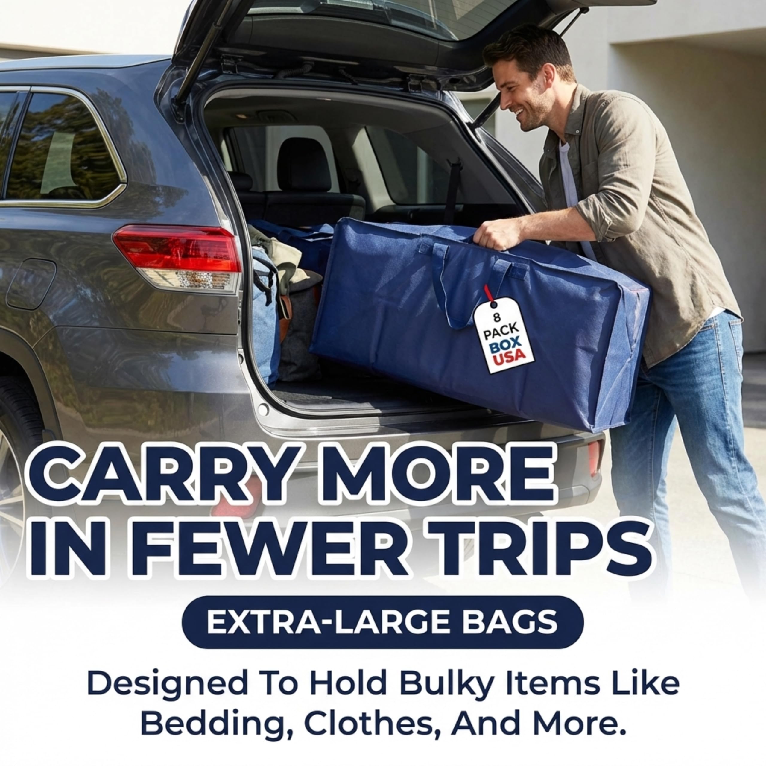BOX USA dual zipper closure with reinforced pullers for secure packing.