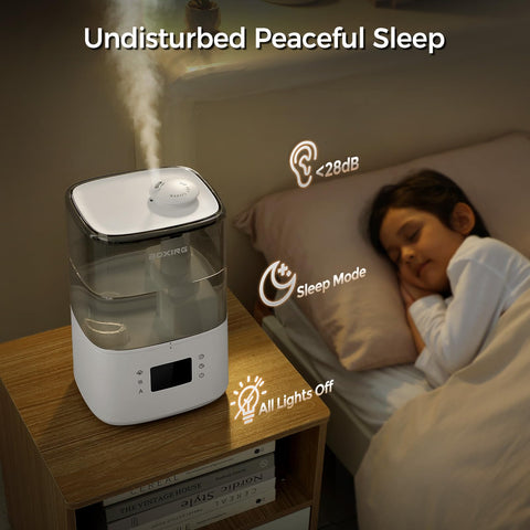 Boxing sleep mode reduces lights and noise for deep rest.