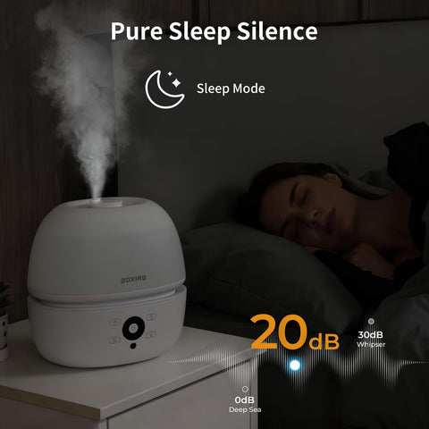 BOXING sleep mode provides whisper-quiet operation for peaceful nights.