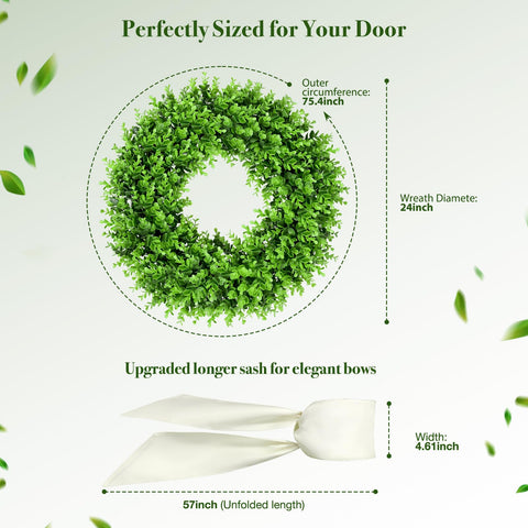 Bi-fold storage feature shown on the 24-inch boxwood wreath for flat storage.
