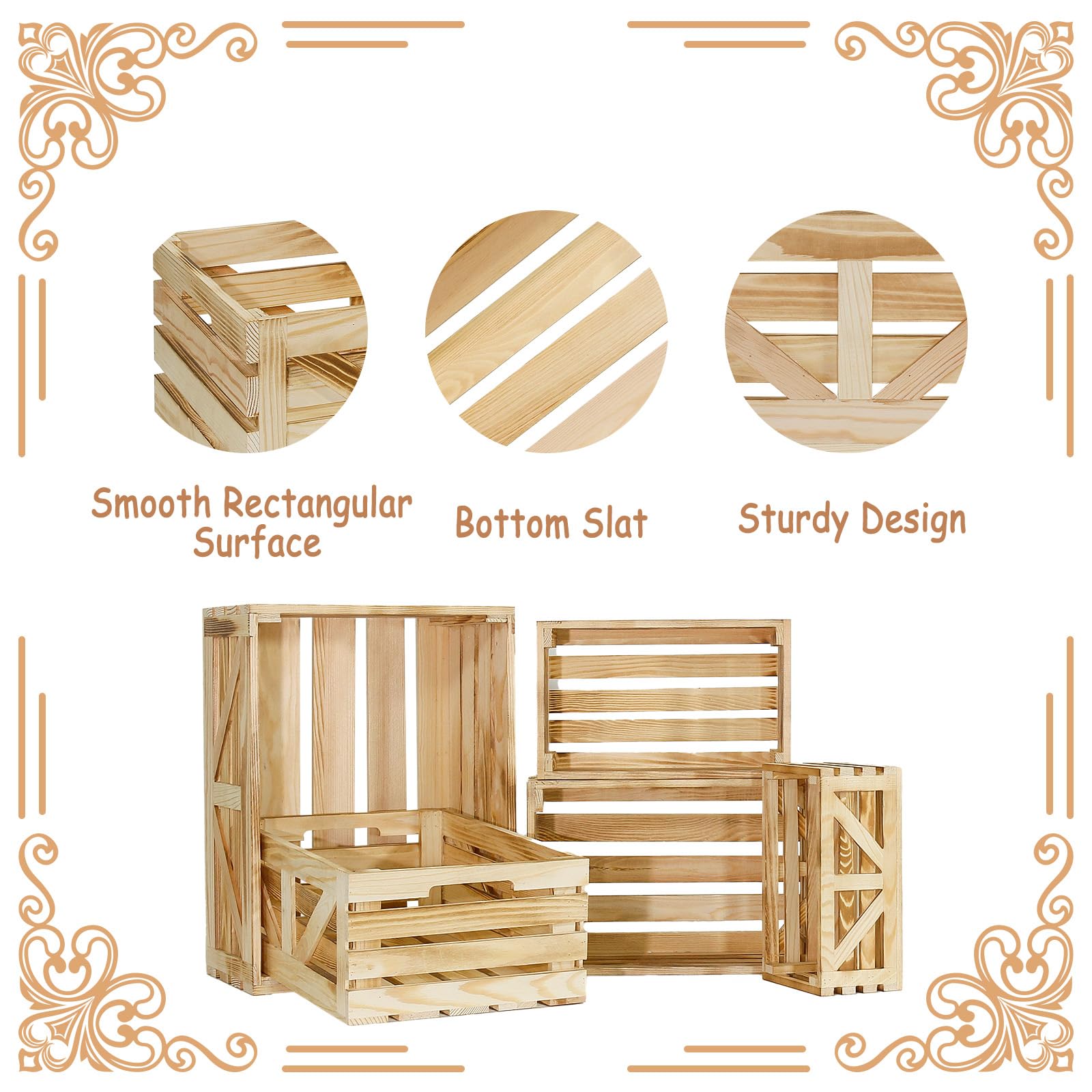 BOY MCOWBOY natural woodgrain crates add vintage character to shelves.
