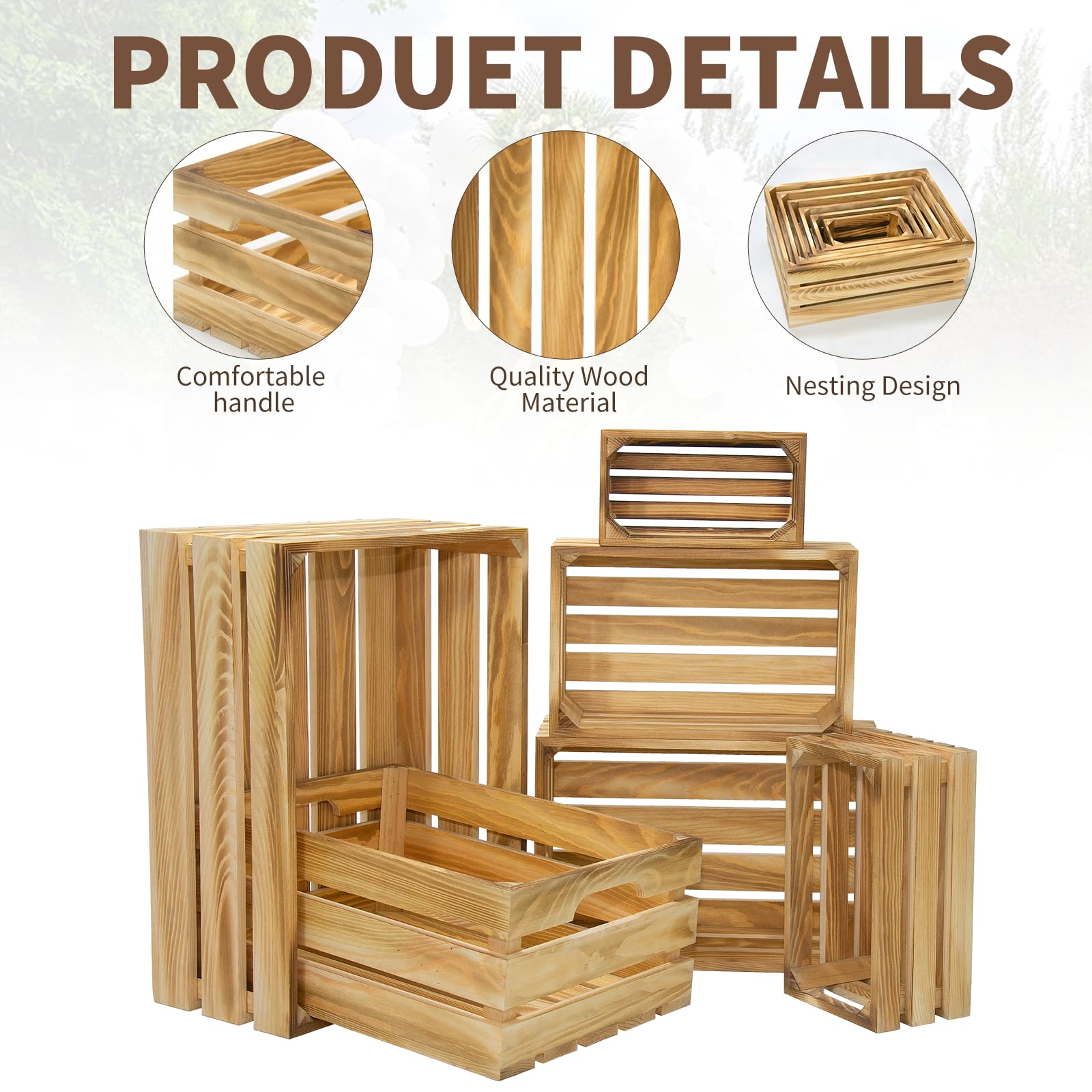 BOY MCOWBOY rustic pine wood crate close-up highlighting natural grain and durability