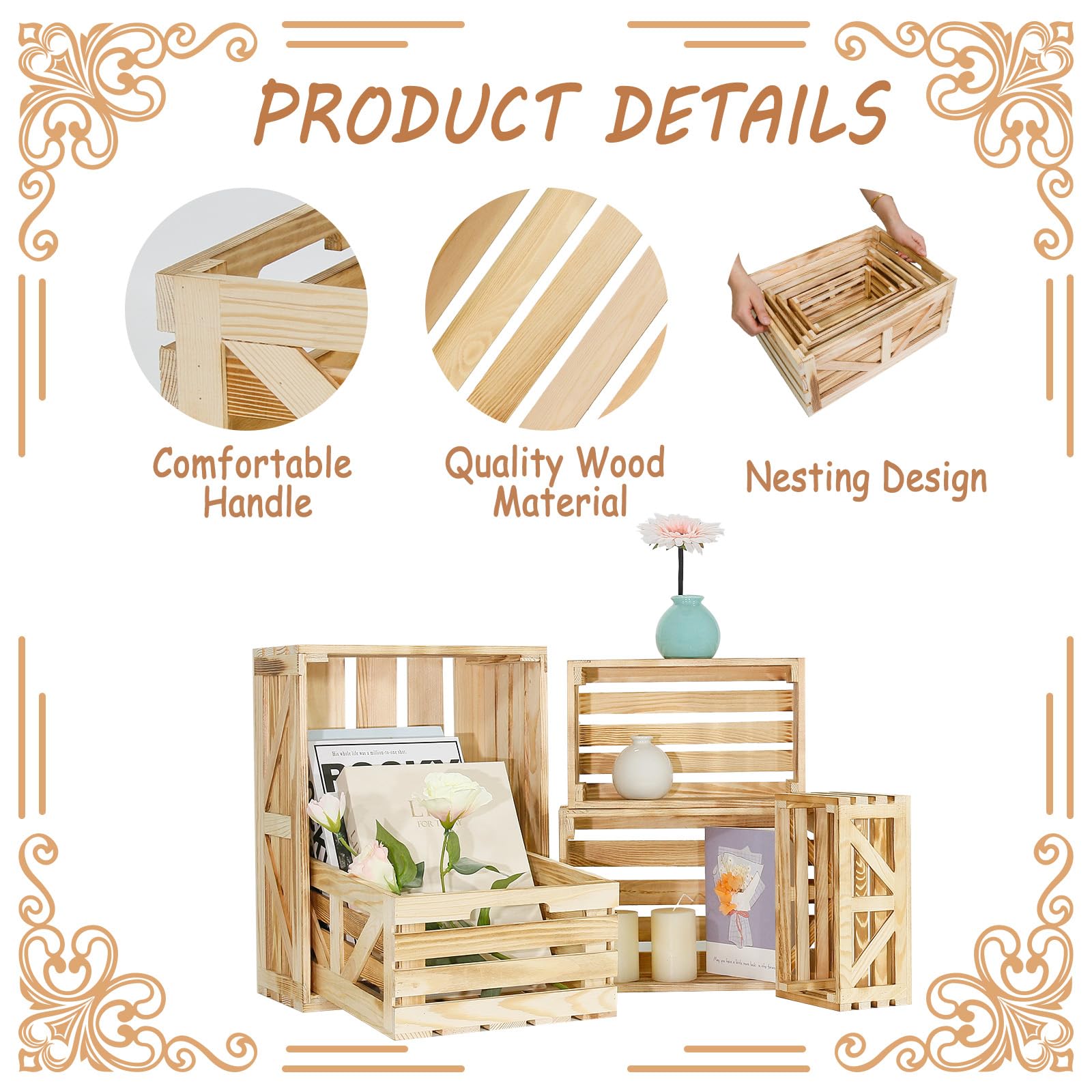 BOY MCOWBOY rustic wood basket ideal for wedding decor and accents.