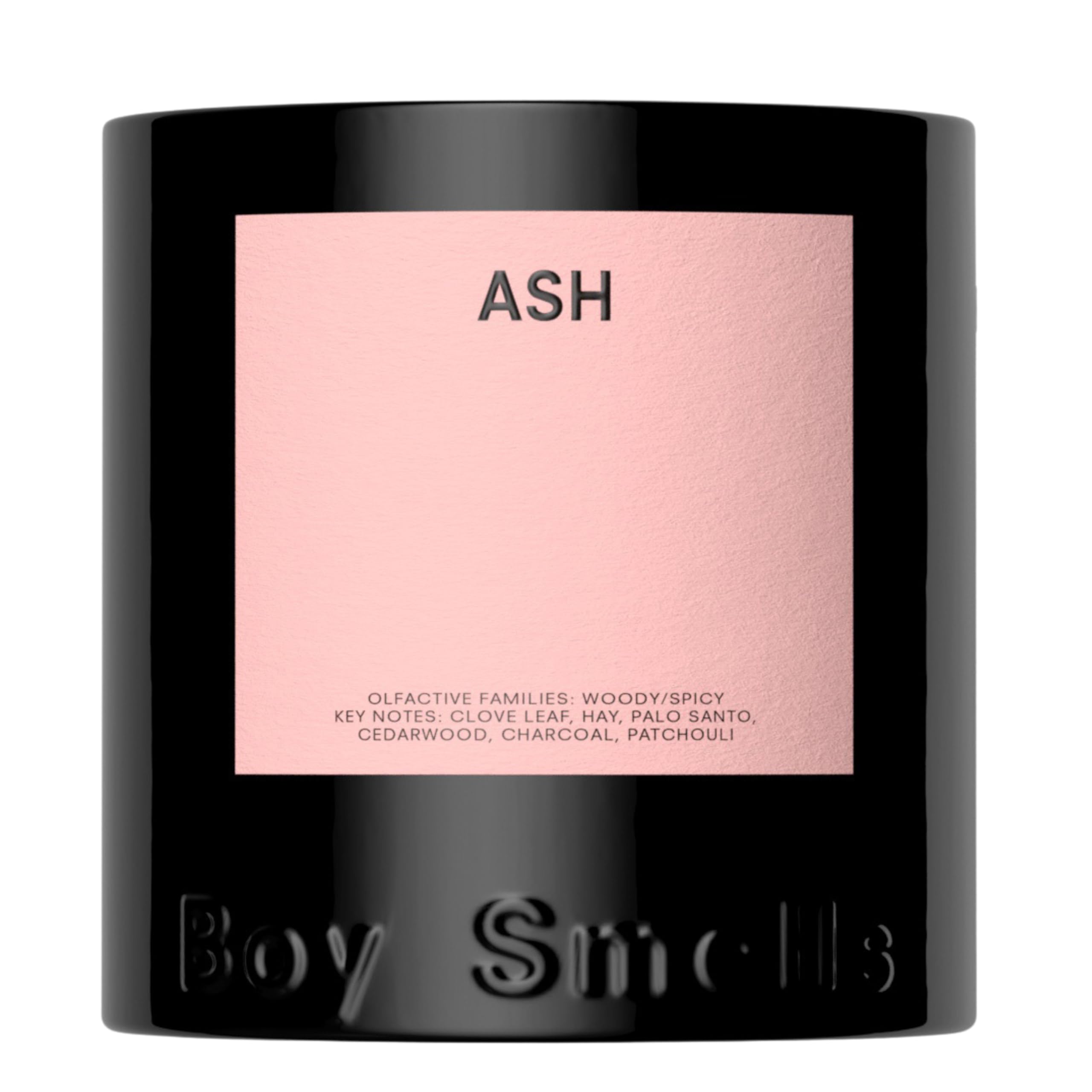 Boy Smells Ash Jar Candle 9oz close-up of charcoal core for rich ambience.