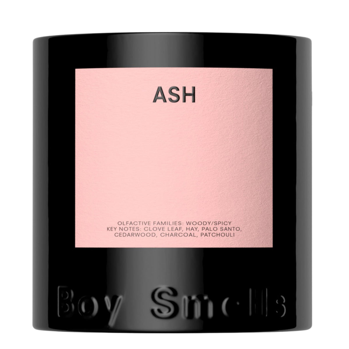 Boy Smells Ash Jar Candle 9oz close-up of charcoal core for rich ambience.