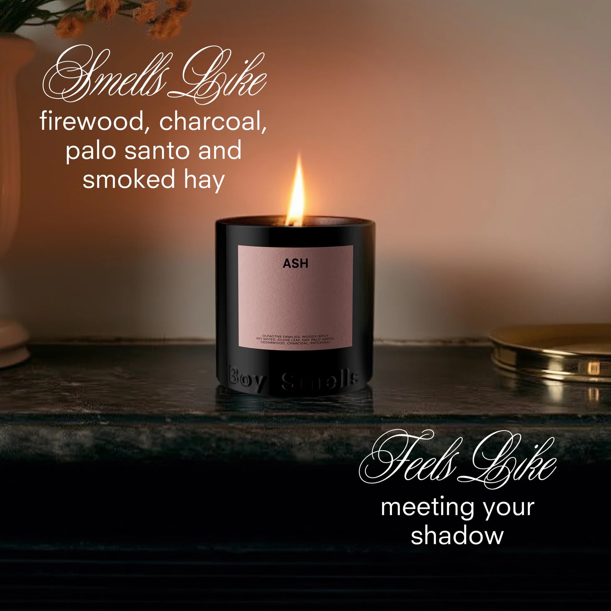 Boy Smells Ash Jar Candle 9oz palo santo warmth ideal for calming rituals.
