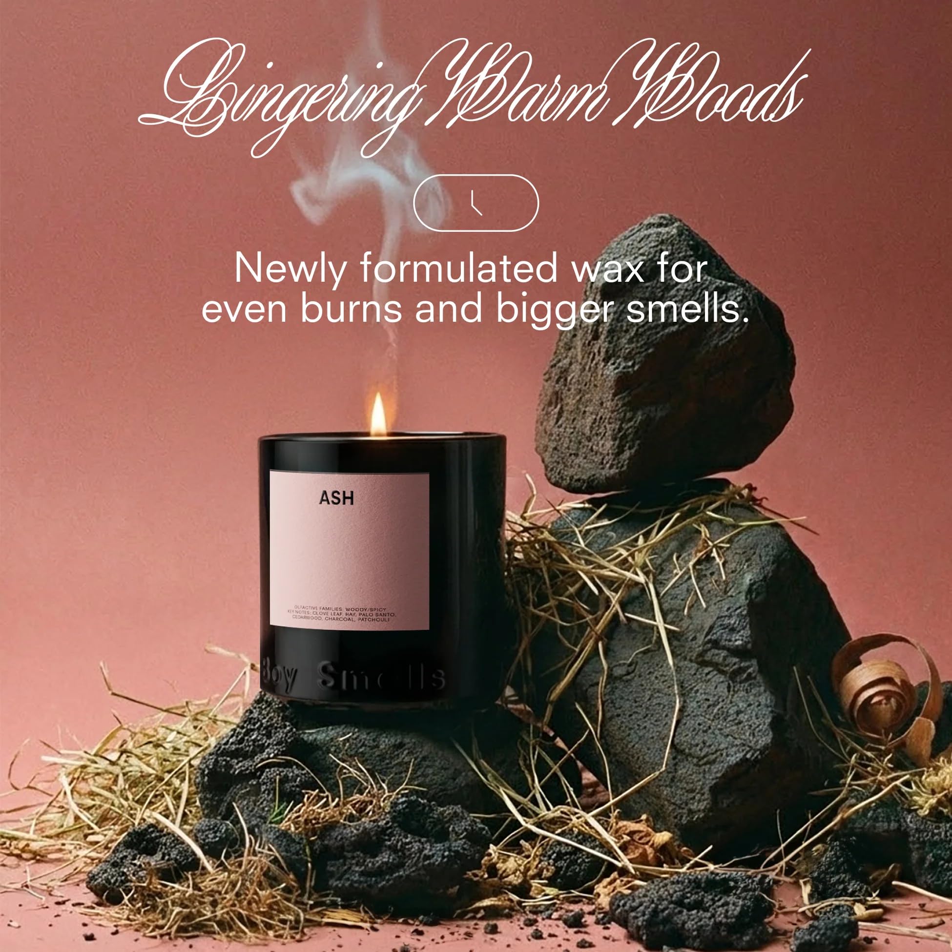 Boy Smells Ash Jar Candle 9oz smoked hay glow for moody evenings.
