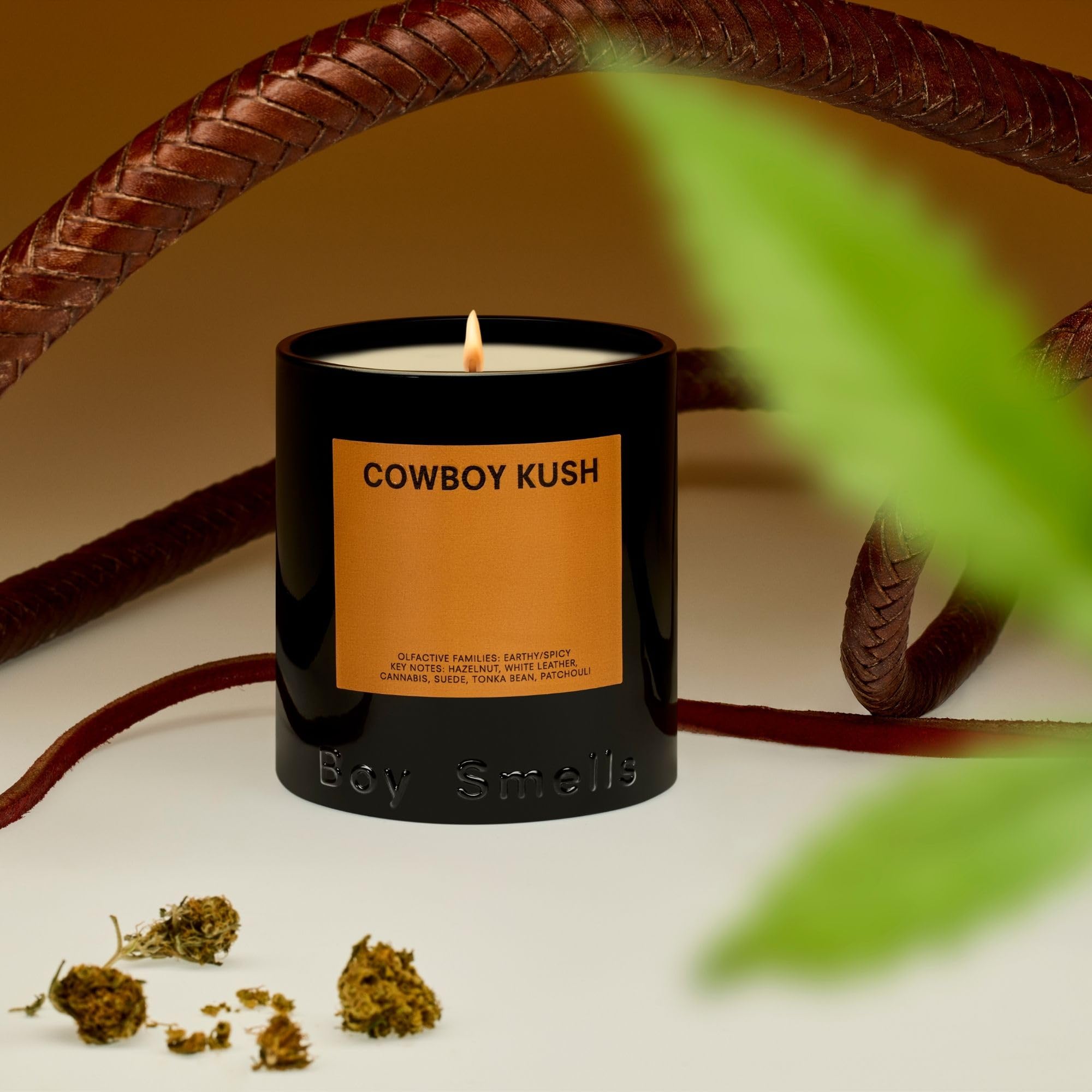 Boy Smells Cowboy Kush candle demonstrates up to 50 hours of burn.
