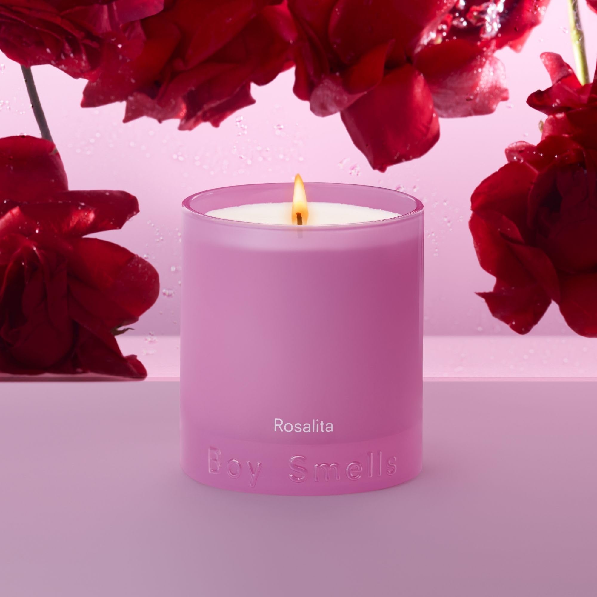Boy Smells Rosalita Rose candle in matte gradient tumbler for chic décor.