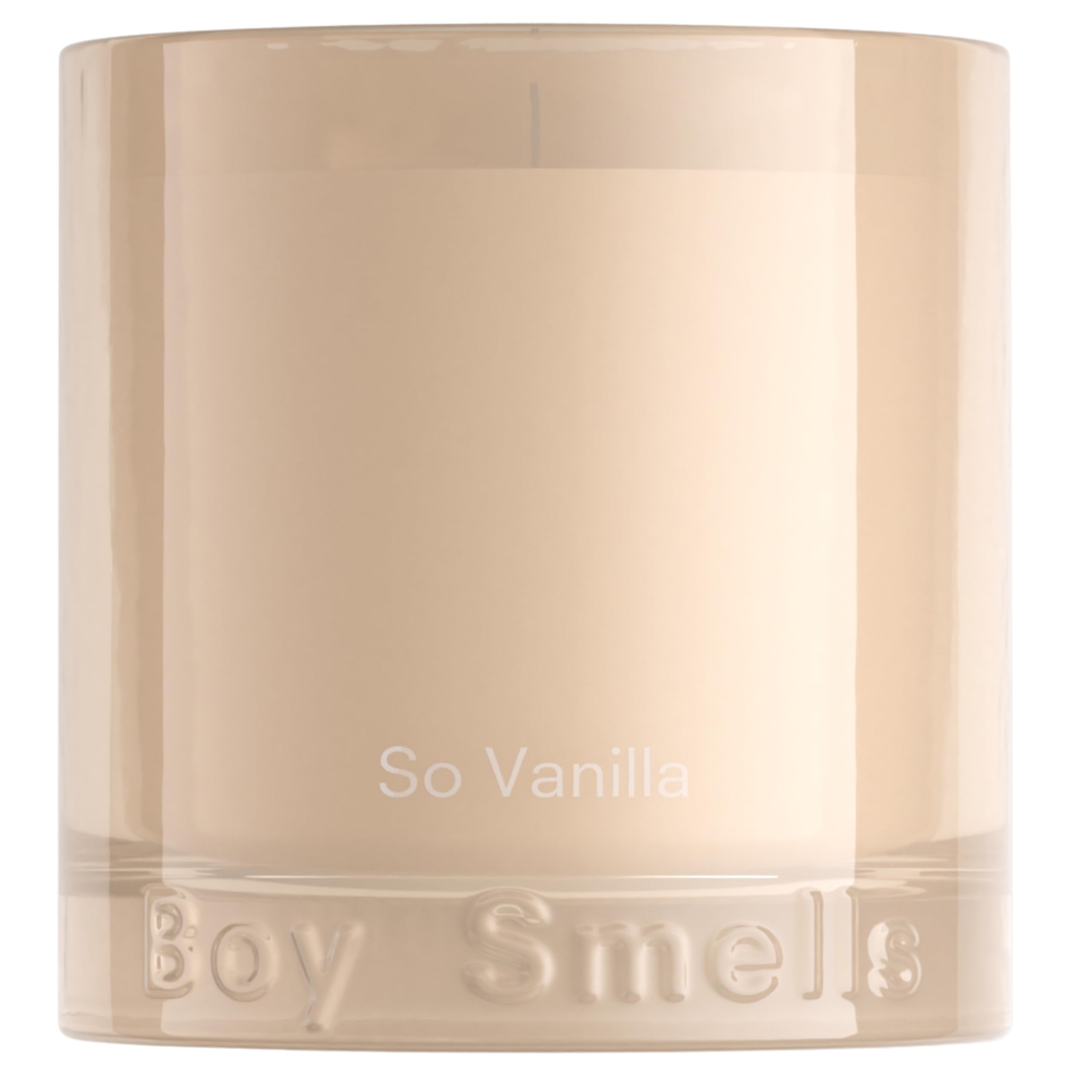 Boy Smells So Vanilla candle in glass tumbler with almond blossom aroma for cozy spaces