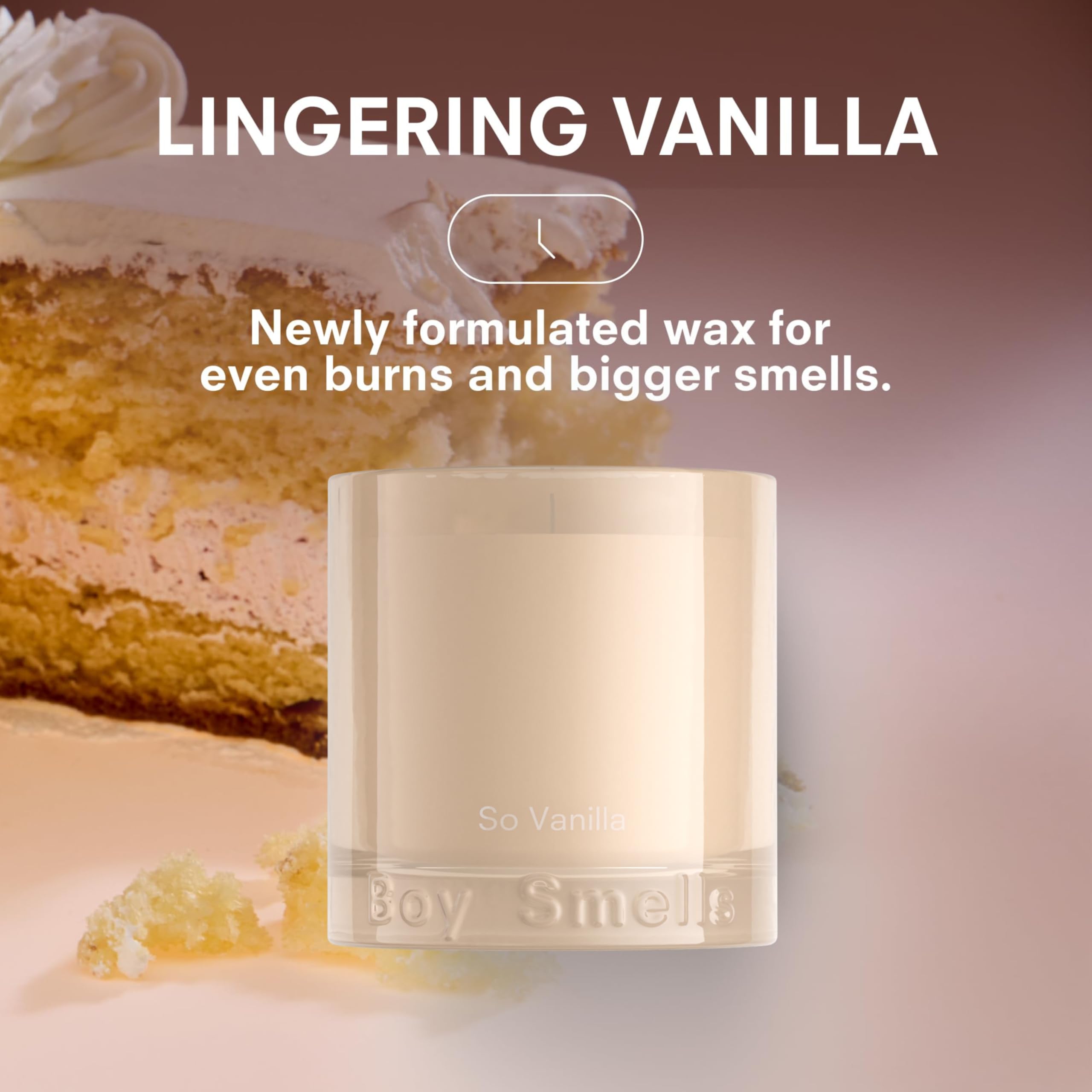 Boy Smells So Vanilla candle delivering vanilla depth with amber warmth for evenings