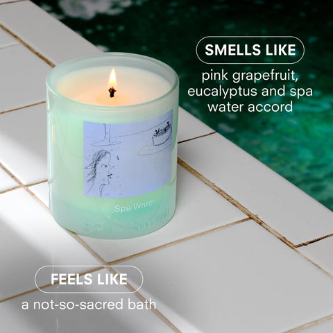 Boy Smells Spa Water candle closeup showing pink grapefruit and sage aroma