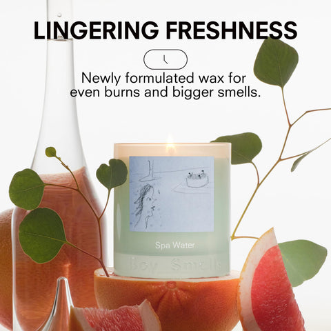 Boy Smells Spa Water candle wick burn indicating steady fragrance diffusion