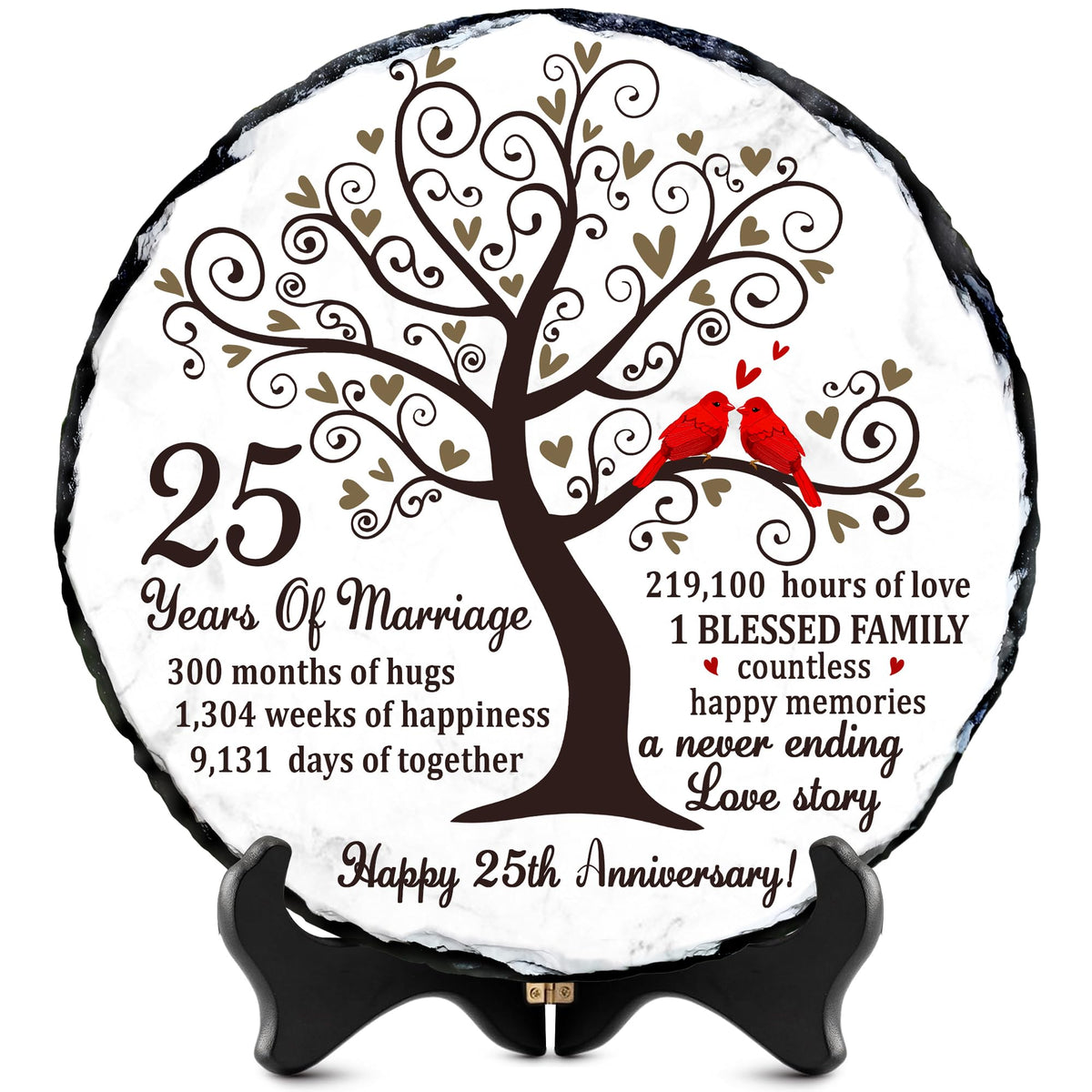 Bozspacer 25th anniversary slate sign for elegant outdoor display.