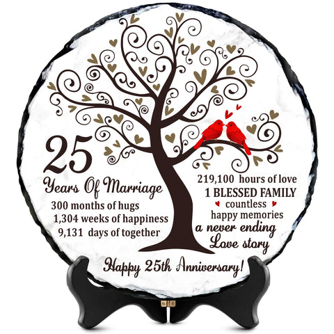 Bozspacer 25th anniversary slate sign for elegant outdoor display.