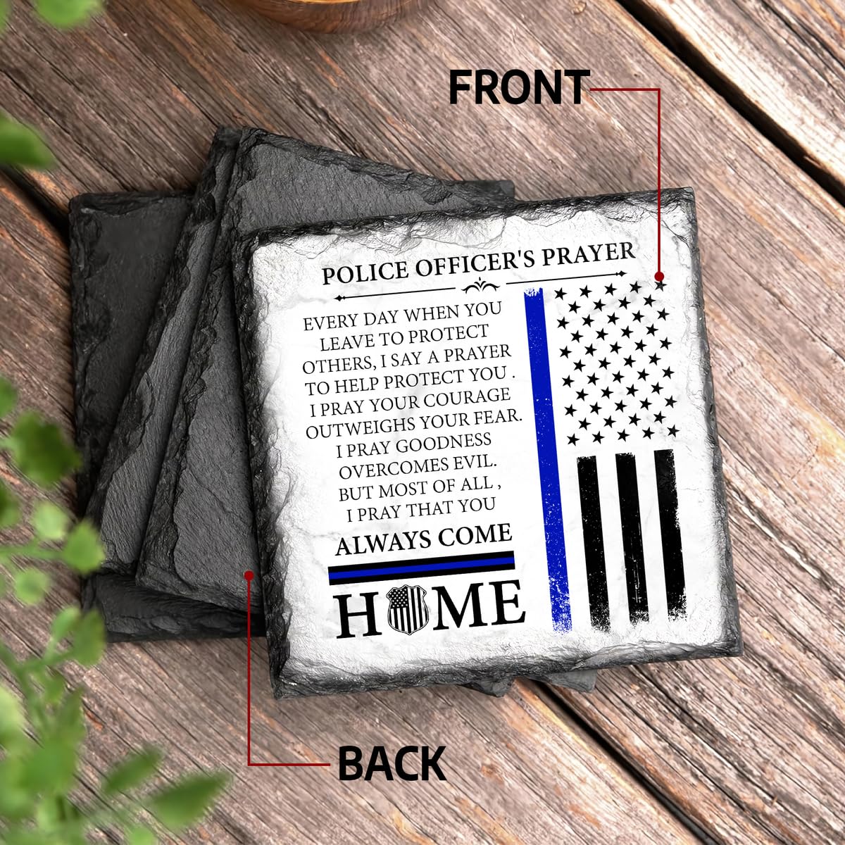 Bozspacer inspirational police prayer slate plaque for home or office.